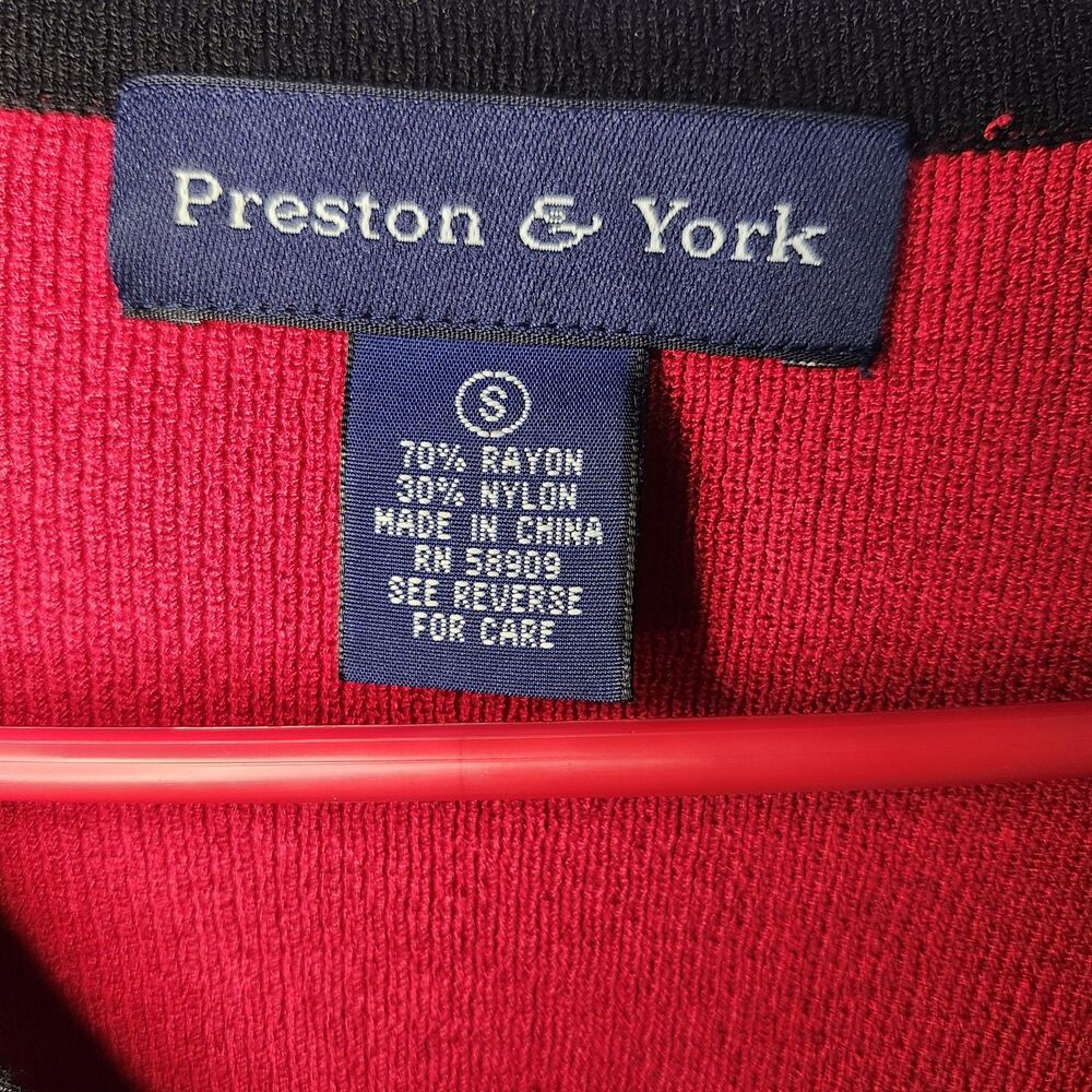 Preston & York Red Black Colorblock Y2k Ivy League Cardigan Sweater V-Neck Small - Picture 3 of 10